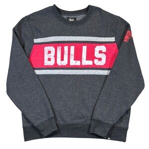 Chicago Bulls Fleece Sweatshirt Men’s XL Grey/Red ‘47 Tribeca Emerson Pullover